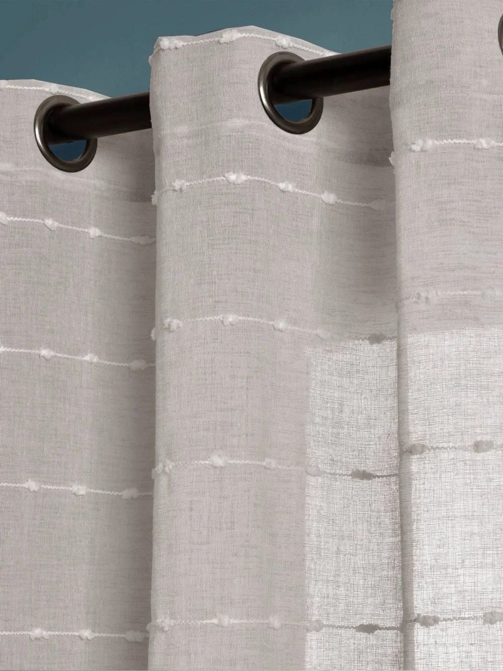 Lush Decor Farmhouse Textured Sheer Grommet Curtain Panels Gray 38x108 set of 2